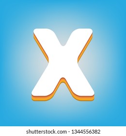 Letter X sign design template element. Vector. White icon with 3d warm-colored gradient body at sky blue background.