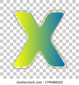 Letter X sign design template element. Blue to green gradient Icon with Four Roughen Contours on stylish transparent Background. Illustration.