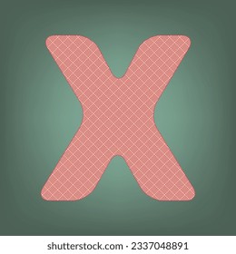 Letter X sign design template element. Apricot Icon with Brick Red parquet floor graphic pattern on a Ebony background. Feldgrau. Green. Illustration.