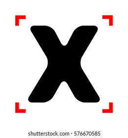 Letter X sign design template element. Black icon in focus corne