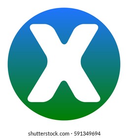 Letter X sign design template element. Vector. White icon in bluish circle on white background. Isolated.