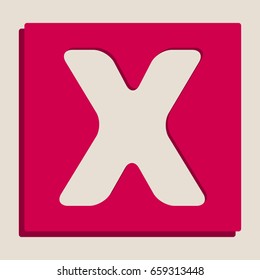 Letter X sign design template element. Vector. Grayscale version of Popart-style icon.