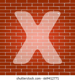 Letter X sign design template element. Vector. Whitish icon on brick wall as background.