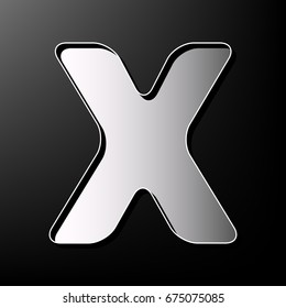 Letter X sign design template element. Vector. Gray 3d printed icon on black background.