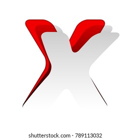 Letter X sign design template element. Vector. Detachable paper icon with red body stock. Isolated.