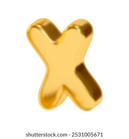 letter X. letter sign gold color. Realistic 3d design in metal style. Isolated on white background. vector illustration