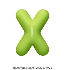 letter X. letter sign green color. Realistic 3d design in cartoon balloon style. Isolated on white background. vector illustration