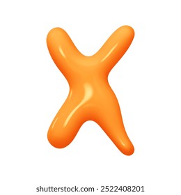 letter X. letter sign orange soft color. Realistic 3d design in cartoon liquid paint style. Isolated on white background. vector illustration