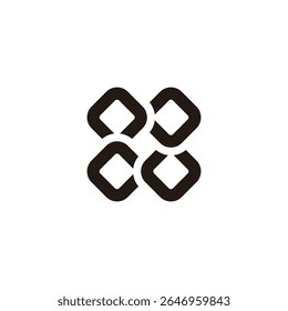 letter x simple geometric chain logo vector 
