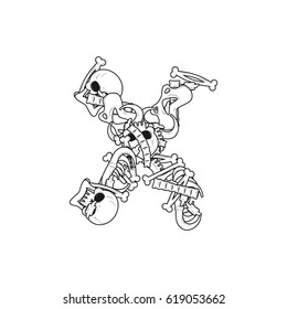 Letter X skeleton Bones Font. Anatomy of an alphabet symbol. dead ABC sign
