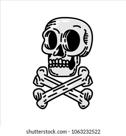 Letter X skull face simple line art grey color