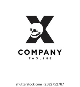Letter X Skull Logo Icon Vector