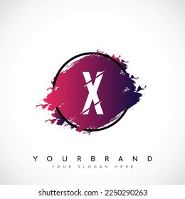 Letter X Slice Style Logo Design With Red and Black Gradient Brush in Black Circle. Vector Illustration