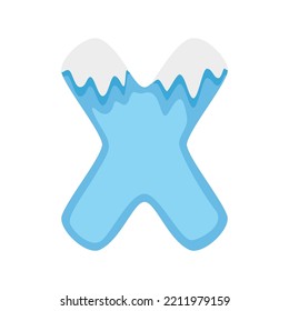 Letter X Snow, vector illustration