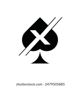 Letter X Spade Ace Modern Icon Creative Design Logo