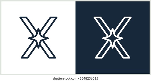 letra X faísca logotipo linha vetor minimalista