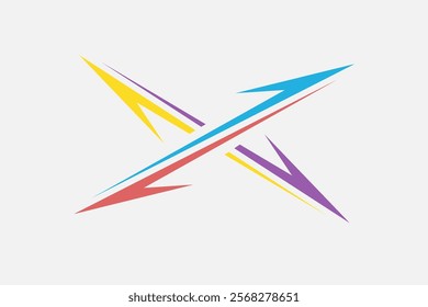 letter X spear modern colorful logo