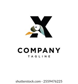 Letter X Spectacled Eider Logo Icon Vector