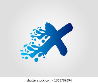 Letter X With Splash Water Logo Template Vector.
