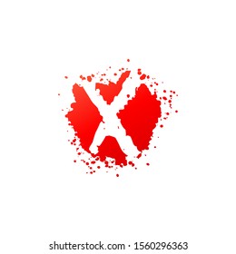 Letter X Splatter logo icon.  Abstract Design concept red blood splash  with hidden letter X logo icon for initial, company identity and more brands.