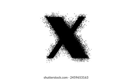 letter X with Spray Paint Drips, black isolated silhouette