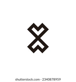 Letter X square, heart geometric symbol simple logo vector