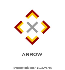 Letter X, Square Logo with Arrow