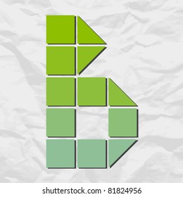 Letter X  from squares and triangles on a paper-background. Vector illustration