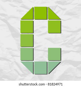 Letter X  from squares and triangles on a paper-background. Vector illustration