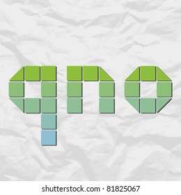 Letter X  from squares and triangles on a paper-background. Vector illustration