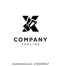 Vetor do ícone de logotipo do grampeador X Carta