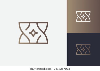 letter x star logo design vector template. hourglass icon illustration