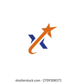 Buchstabe X mit Stern-Logo, Vektorvorlage