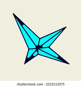 Letter X star shape logo monogram signature icon.Alphabet initial isolated on light background.Neon color lettering sign.Modern design, web, tech, 3d style character.Geometric typography.