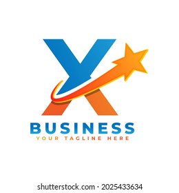Letter X with Star Swoosh Logo Design. Suitable for Start up, Logistic, Business Logo Template