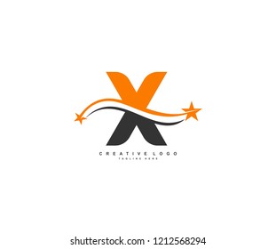 Letter X Stars Swoosh Logo