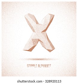 Letter X from Stipple Alphabet - Typeface Made From Little Dots - Infographic, Webdesign or Advertising Element - Vector Illustration