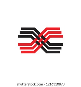 letter x stripes linked lines logo 