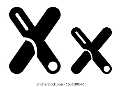 Letter x, stylized for use in graphic design