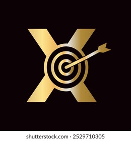 Letter X Success Logo Combine with Bow Target  Icon