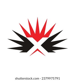 letter X with sun, simple design.