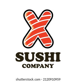 Letter x with sushi logo template illustration