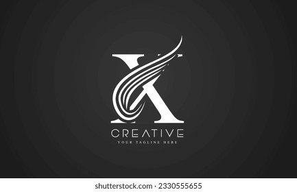 Logotipo de letra X Swoosh con líneas de curva creativa Ilustración del vector de iconos de flauta.