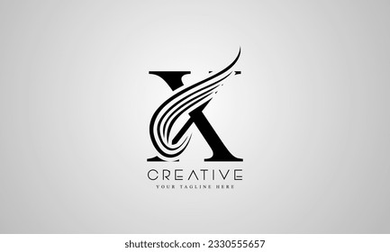 Letter X Swoosh Logo With Creative Curve lines Swoosh Icon Vector Illustration.