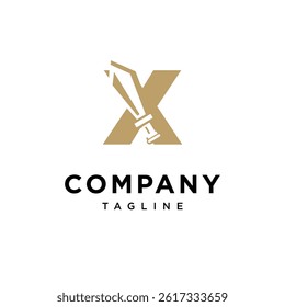 Letter X Sword Logo Icon Vector