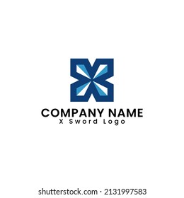 Letter X Sword logo very suitable for initial logo, games, applications, Internet, protection, media, apps, technology etc.
