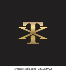 Letter X And T Monogram Golden Logo