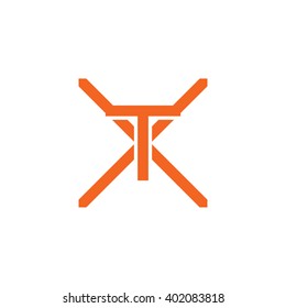 letter X and T monogram logo orange