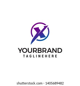 letter X tech circle logo design concept template vector
