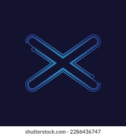 Letter X Tech Logo Design Vector